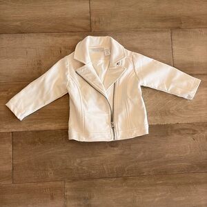 White Faux Leather Jacket 6-9M